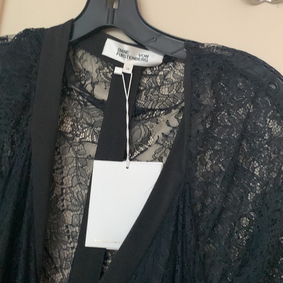 New Diane con furstenberg black lace shoulder jumpsuit - Picture 6 of 6